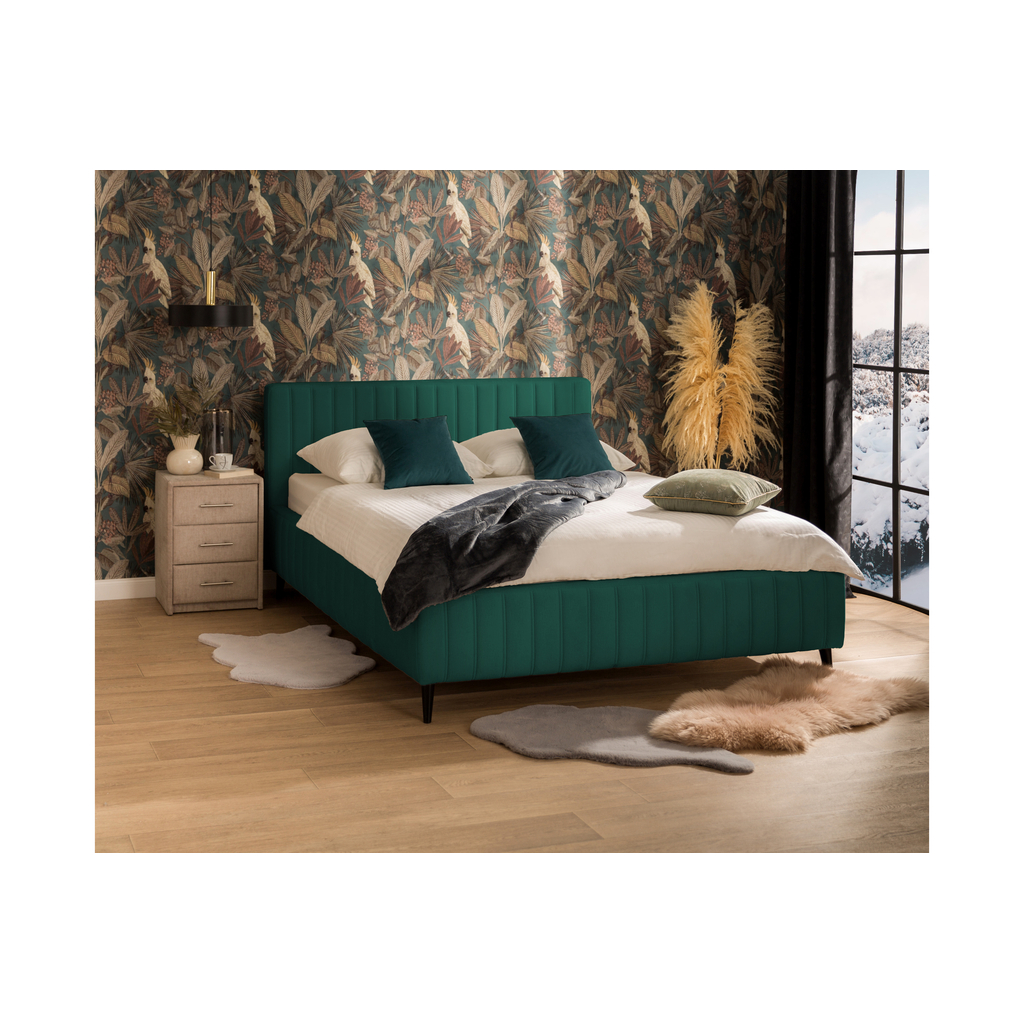 Čalúnený posteľný rám zelený MAGGIE 160x200 cm