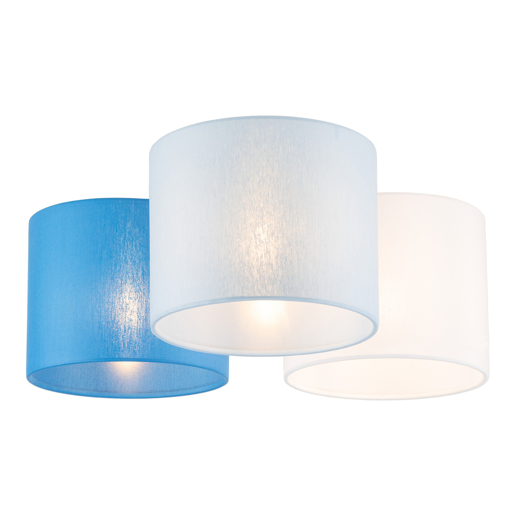 Stropné svietidlo 3 tienidlá modré METIS