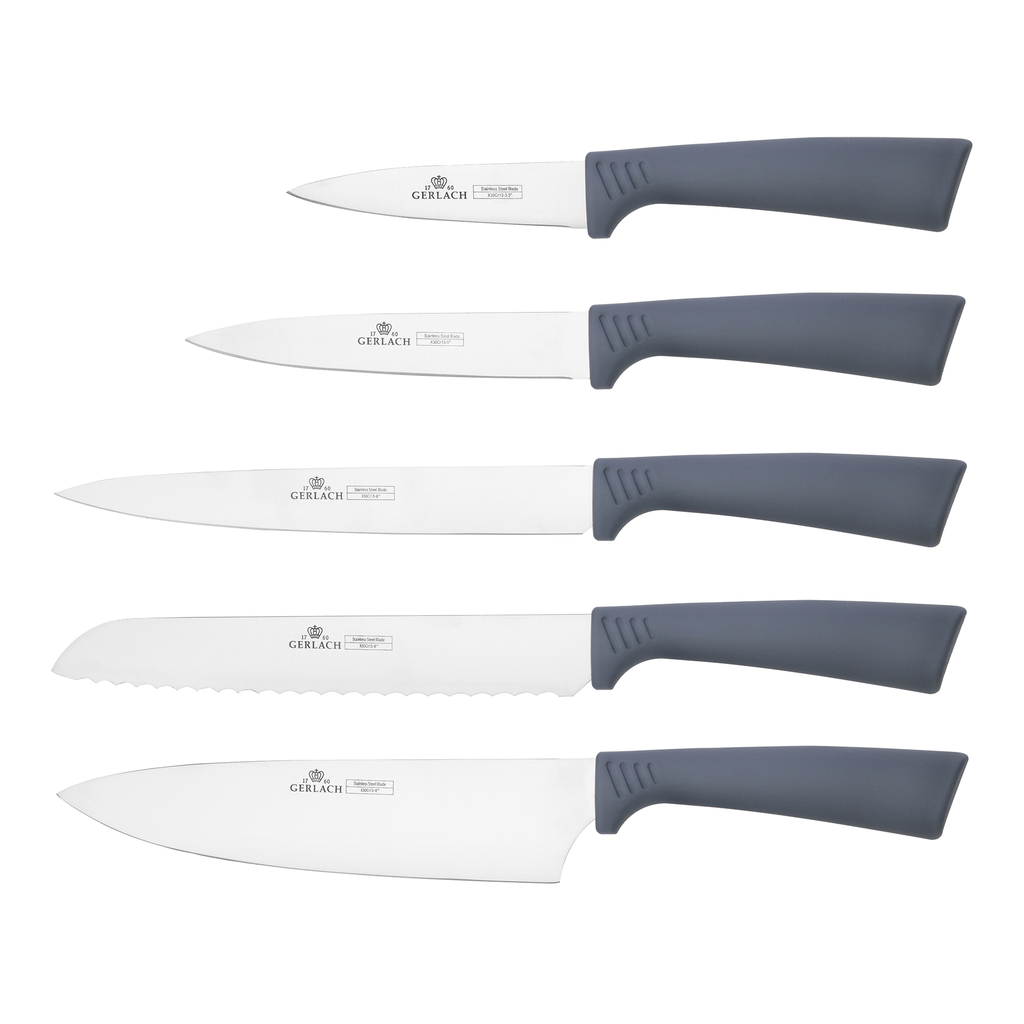 Nože GERLACH SMART GREY, sada 5 ks v bloku