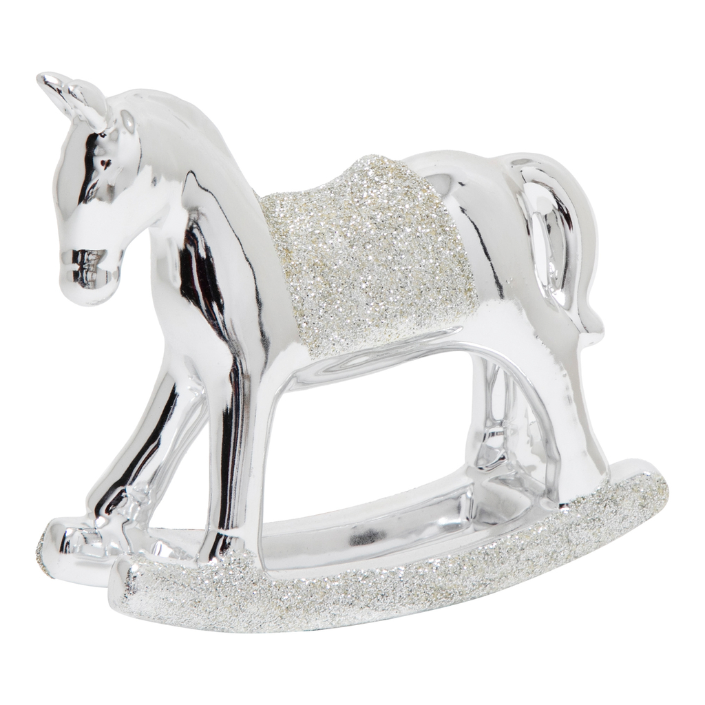 Strieborná dekoratívna figúrka HOJDACÍ KONÍK 11,5