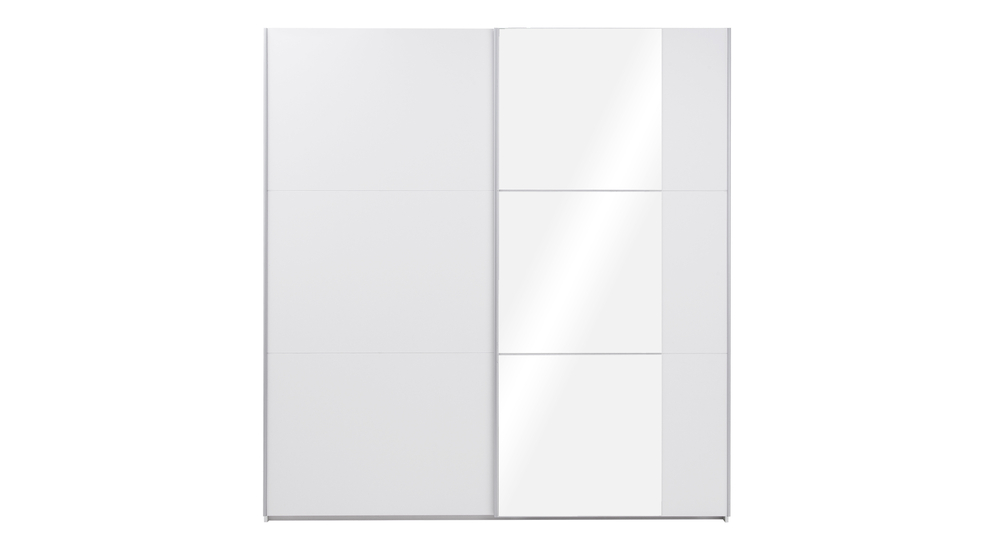 Skriňa s posuvnými dverami biela BASTIA 200 so zrkadlom
