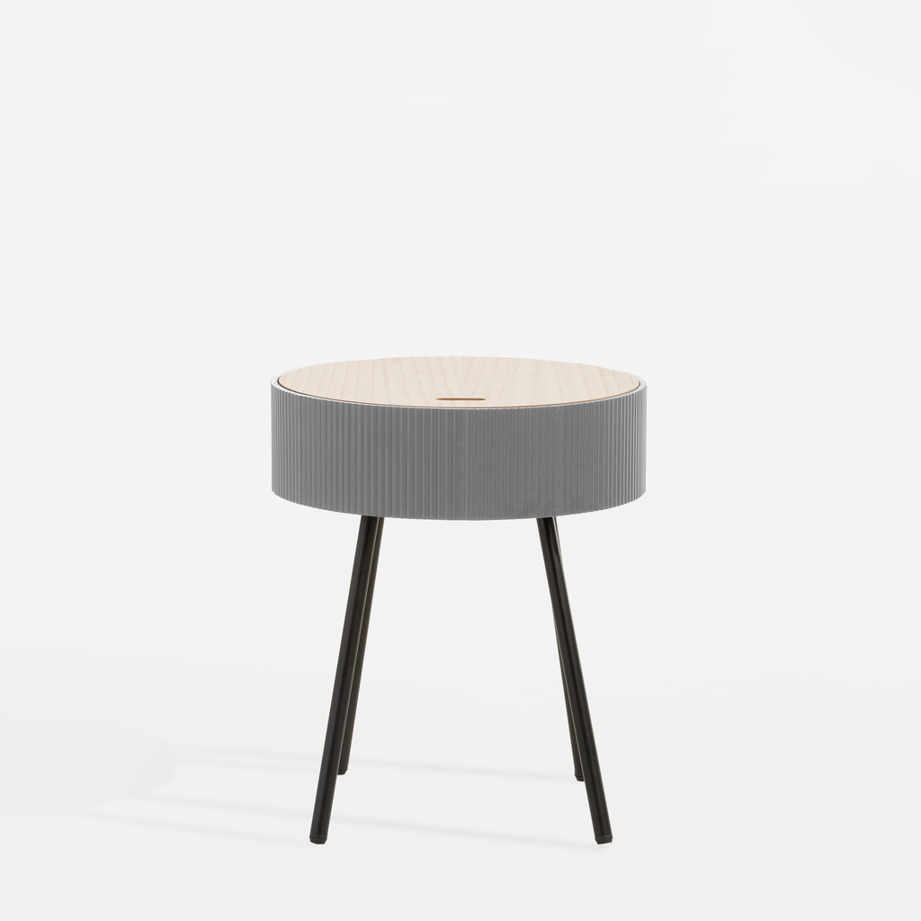 Okrúhly konferenčný stolík sivý 40,5x47,5 cm