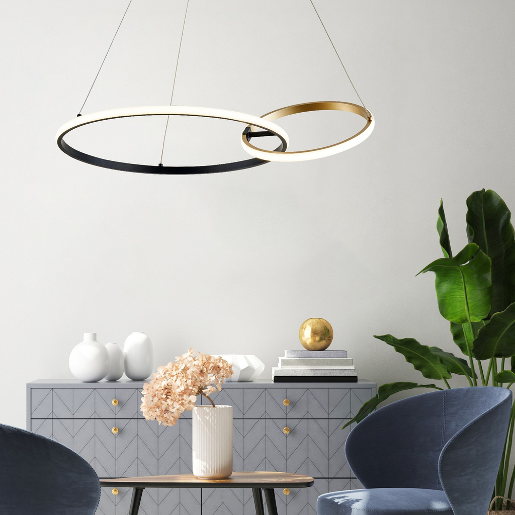 LED kruhové závesné svietidlo RANDO čierno-zlaté