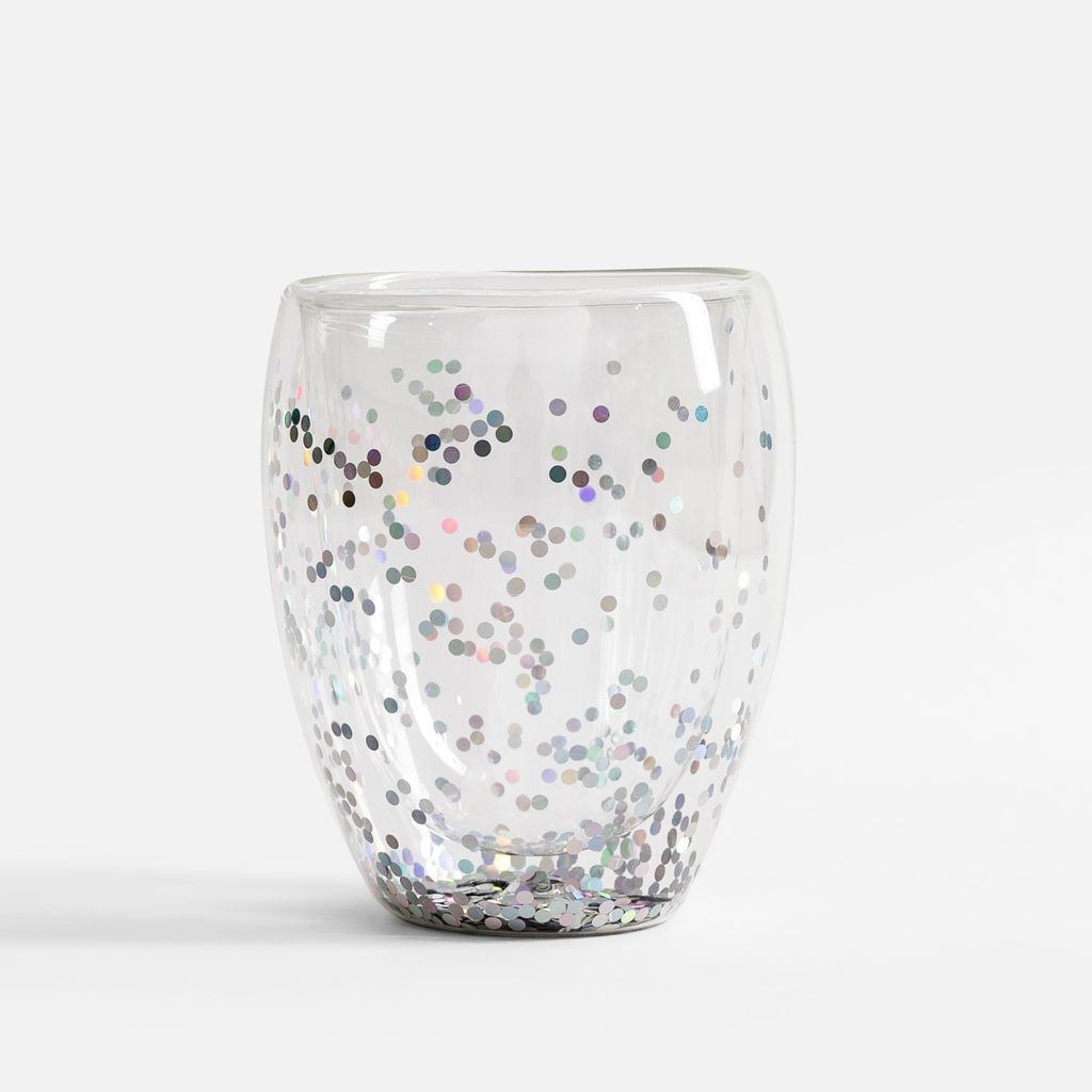 Dvojstenný hrnček so striebornými konfetami 350ml