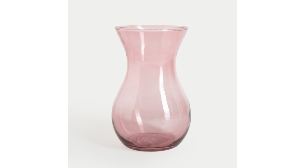 Transparentná ružová váza ASTA 18 cm