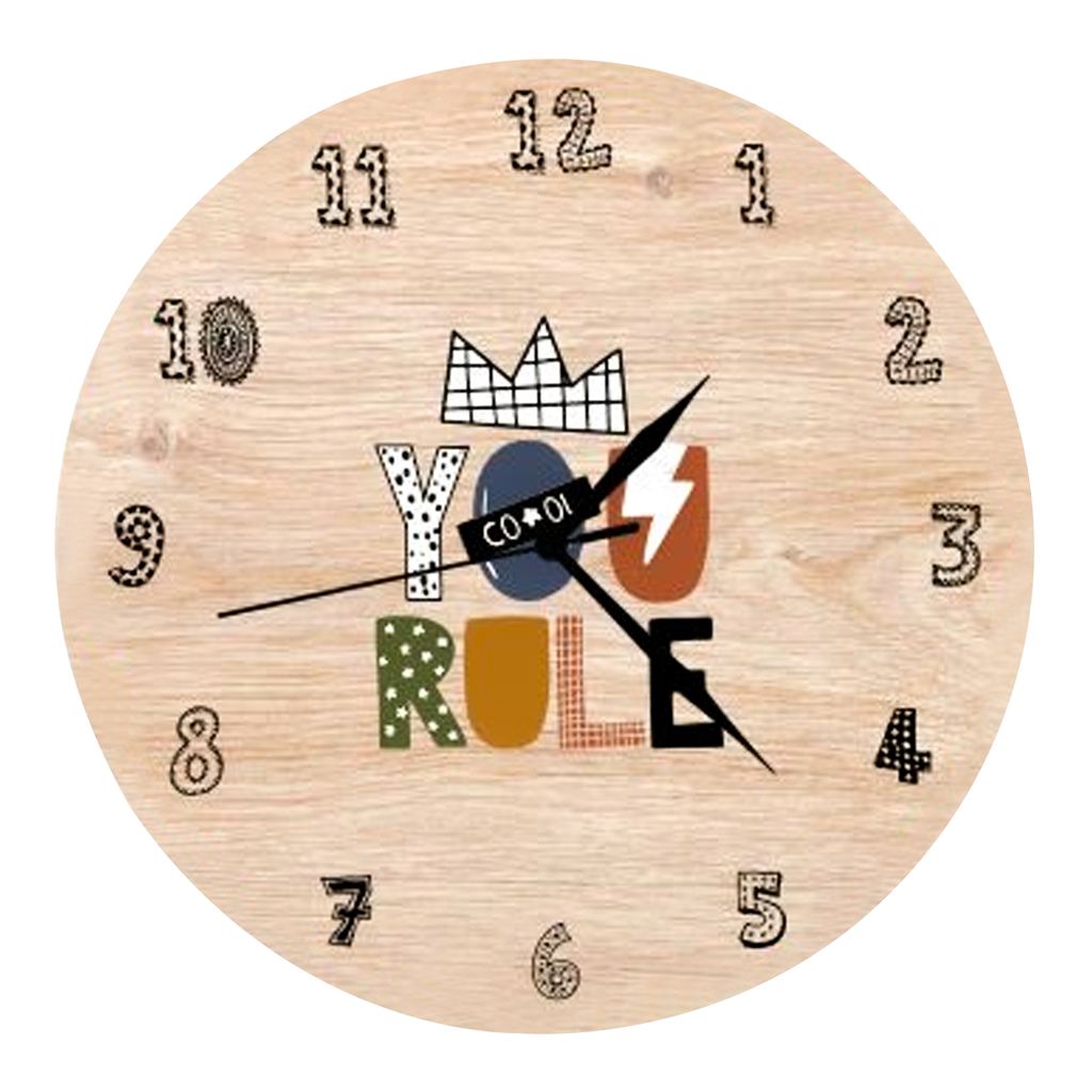 Detské nástenné hodiny, drevené YOU RULE 33 cm