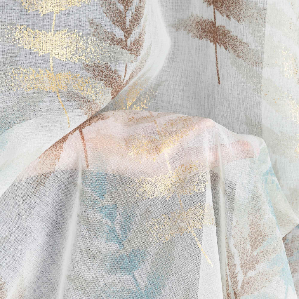 Záclona s priechodkami bielo-modrá RUTI 140x250 cm