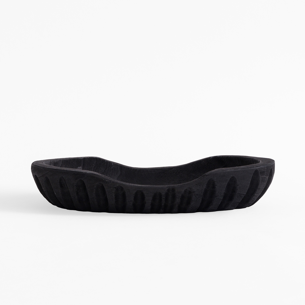 Drážkovaná dekoratívny tanier v čiernej farbe 32 cm