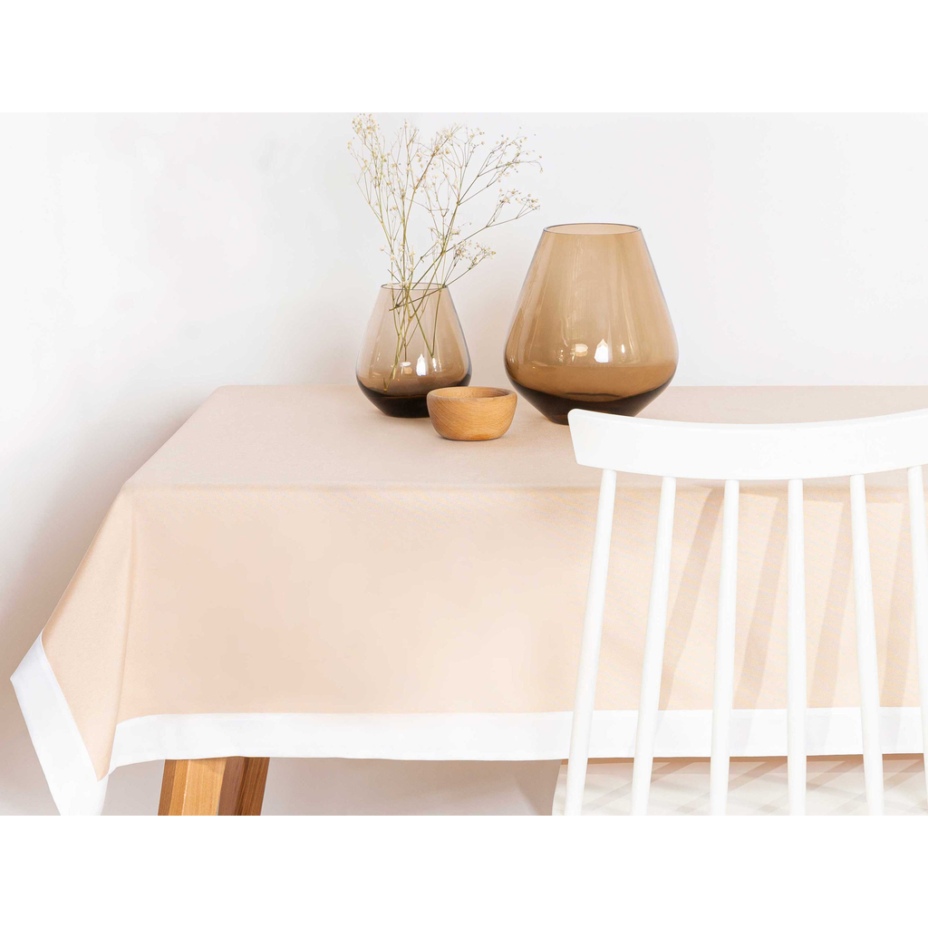 Obrus s pásikom béžovo-biely CADRE 110x160 cm