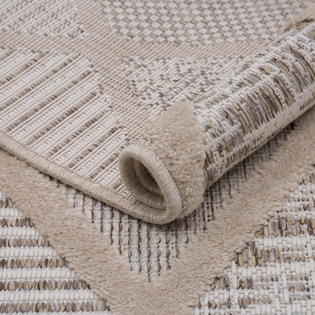 Vonkajší koberec BOLONIA s kosoštvorcovým vzorom, béžový 80x140 cm