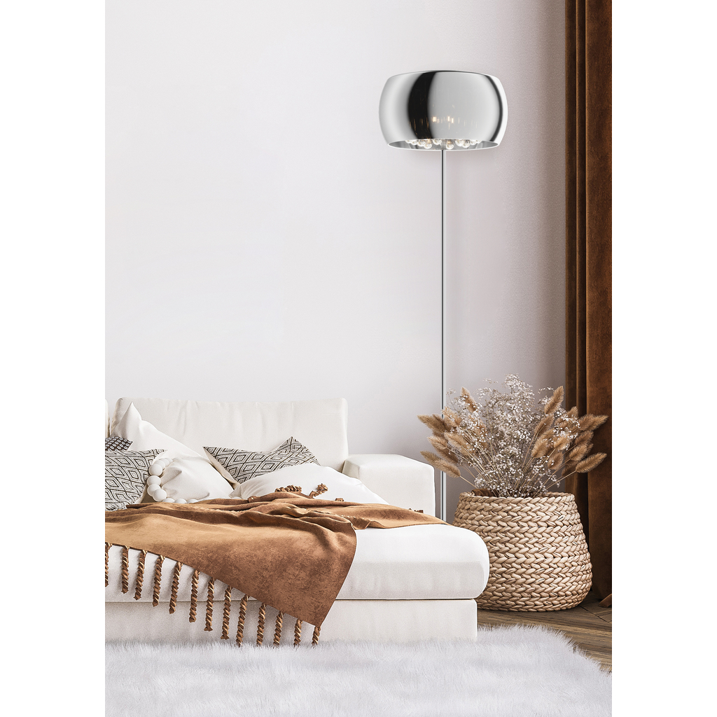 Stojacie svietidlo glamour s kryštálmi chrómované CRYSTAL