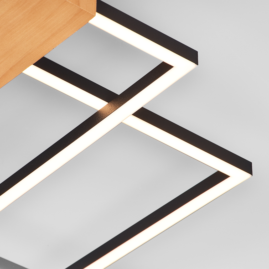 Geometrické stropné LED svietidlo z borovicového dreva MINAR 54 cm