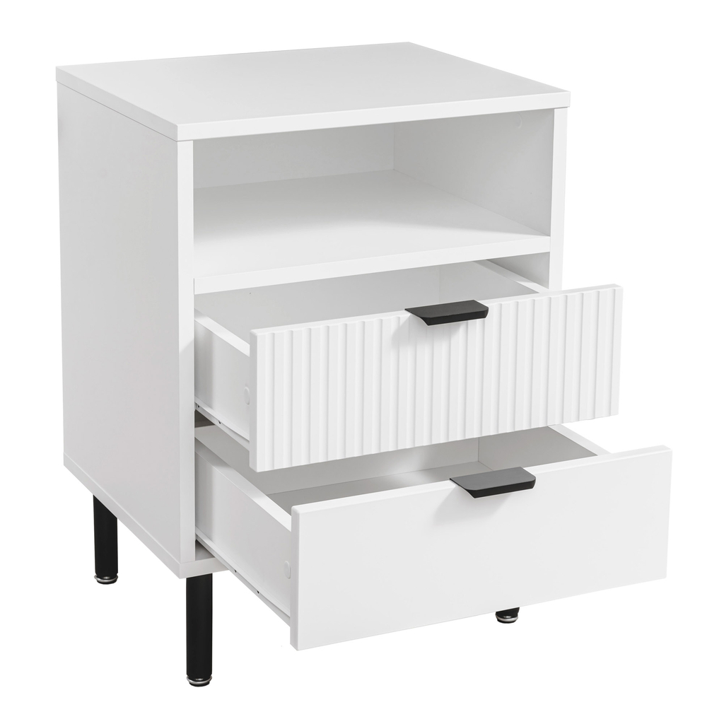 Rýhovaný nočný stolík s 2 zásuvkami WAVE