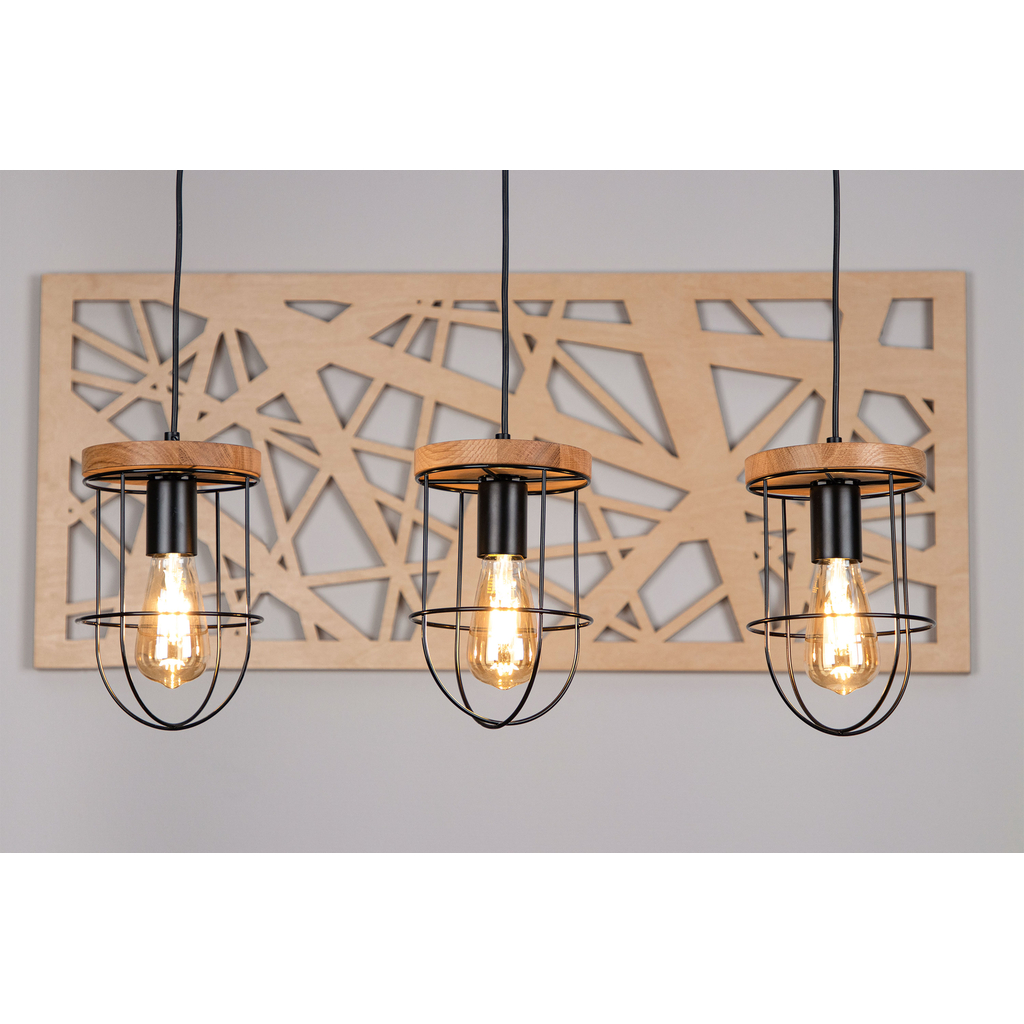 Rustikálne závesné svietidlo dubové drevo RENO III, 3xE27