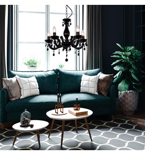 Čierny retro luster MAGNÓLIA