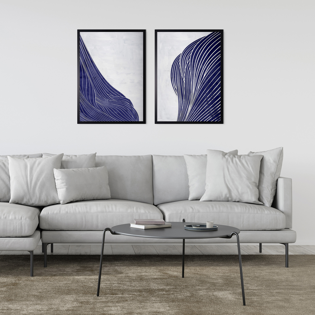 Maľba v čiernom ráme NAVY SHAPE I 50x70 cm