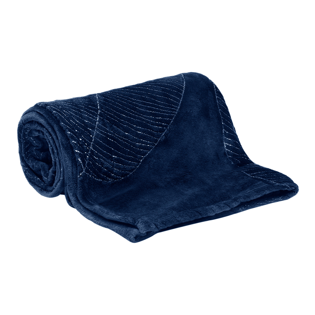 Deka so striebornými listami modrá MAYKO 150x200 cm