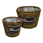 Obal na črepník pletený hnedý, súprava2 ks