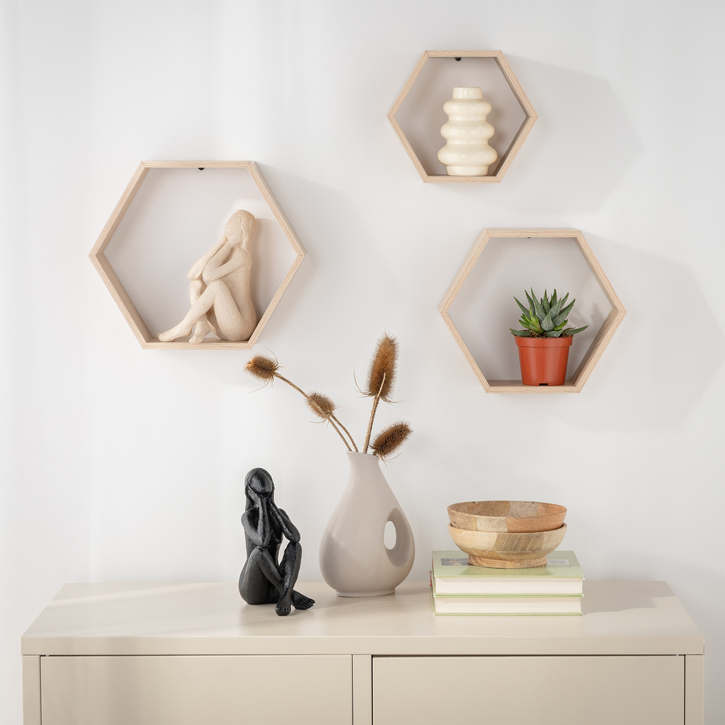 Súprava 3 geometrických nástenných políc