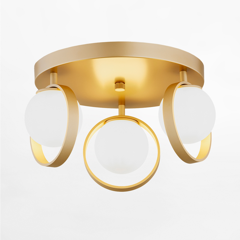 Stropné svietidlo 3 sférické tienidlá zlaté SATURNIA