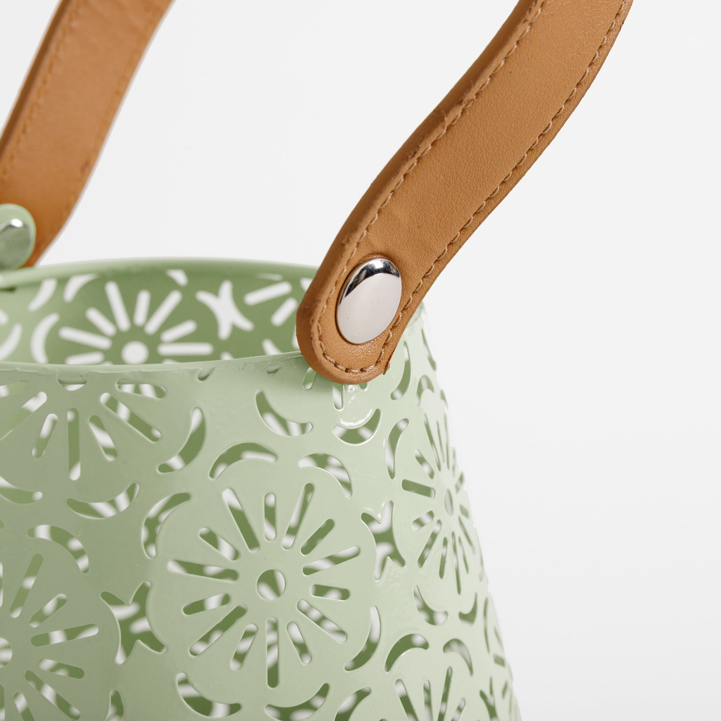 Kovový lampáš v zelenej farbe 16x26,5 cm