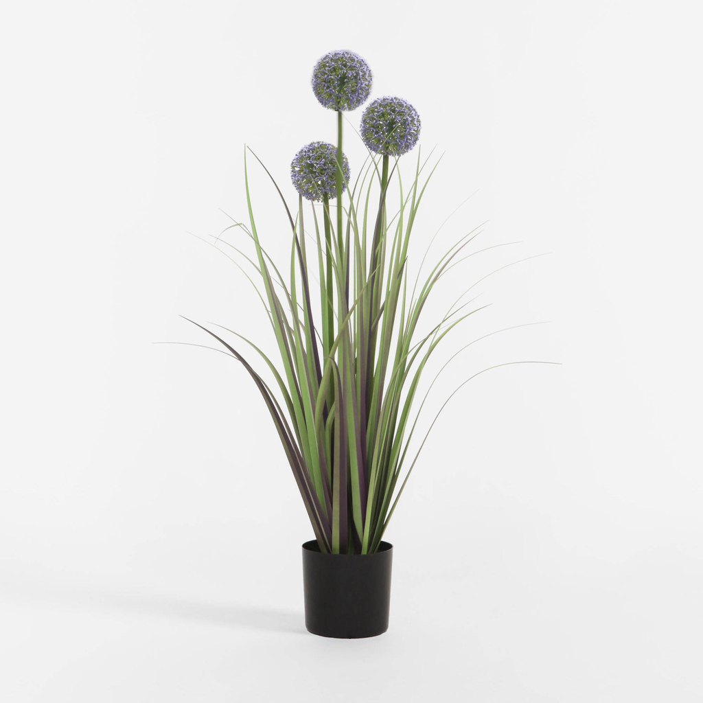 Umelá tráva v kvetináči v zelenej a fialovej farbe 80 cm