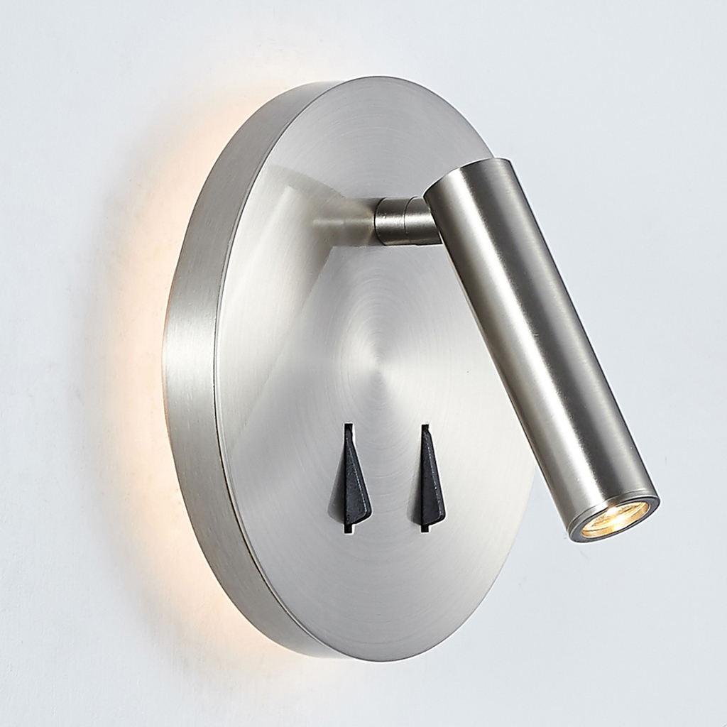 Nástenné LED svietidlo s vypínačom saténový nikel NEMO