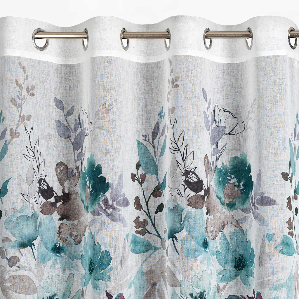 Záves na priechodkách bielo-tyrkysový GRETA 140x250 cm