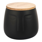 Keramická nádoba na vatové tampóny s tvárou čierna 9,5 cm