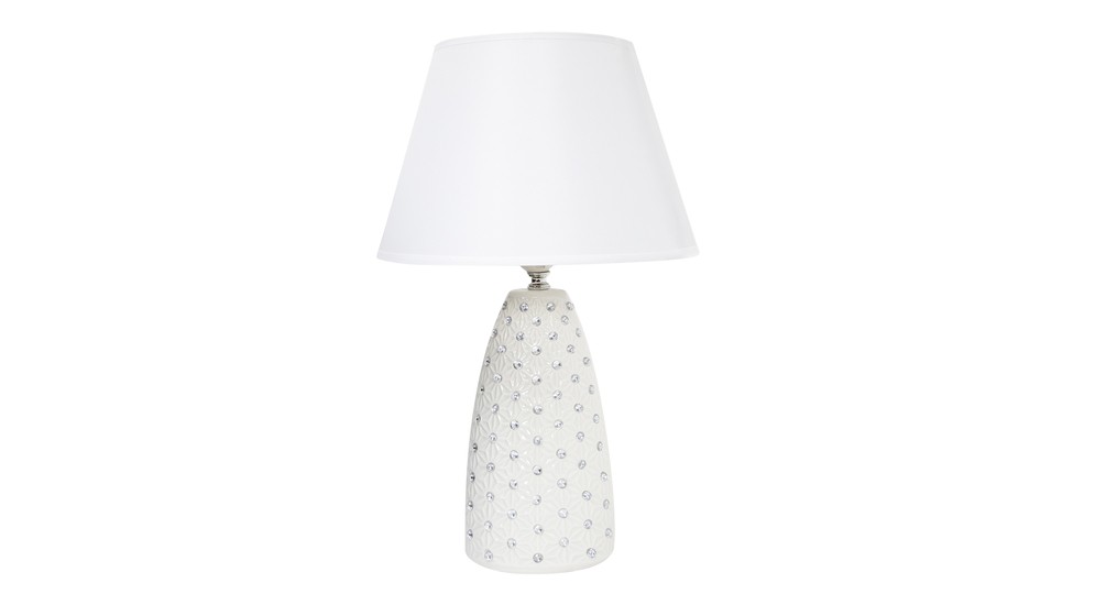 Keramická stolná lampa glamour biela 41 cm