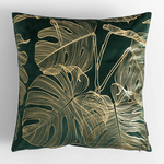 Obliečka na vankúš s motívom monstery tmavozelenej farby 45x45 cm