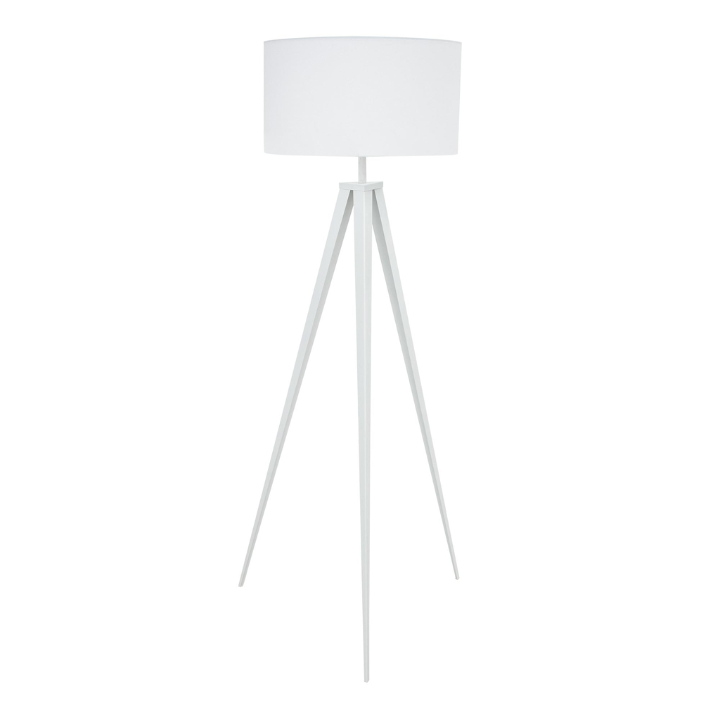 Stojacia lampa na trojnožke, biele tienidlo MARESCA