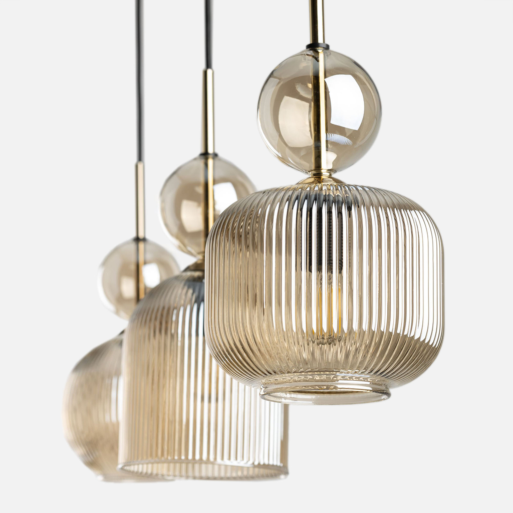 Závesné svietidlo s 3 tienidlami, obdĺžniková základňa SOPHIA COGNAC