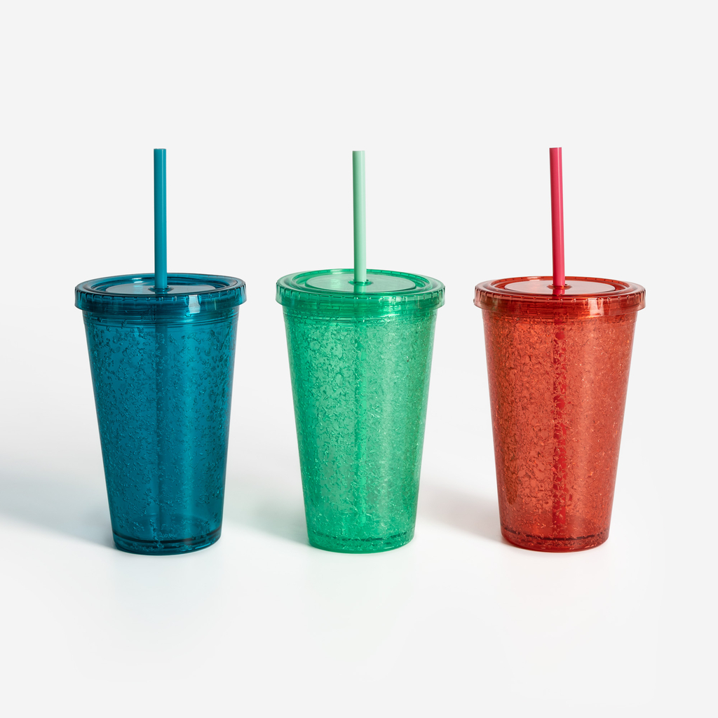 Plastový pohár so slamkou červený 500 ml