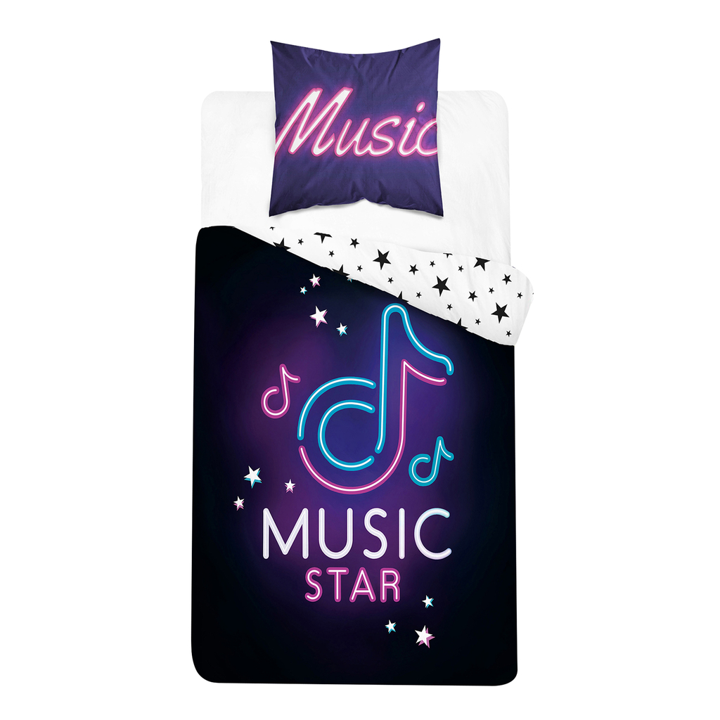 Posteľná bielizeň MUSIC STAR FLUO žiariaca v tme 160x200 cm