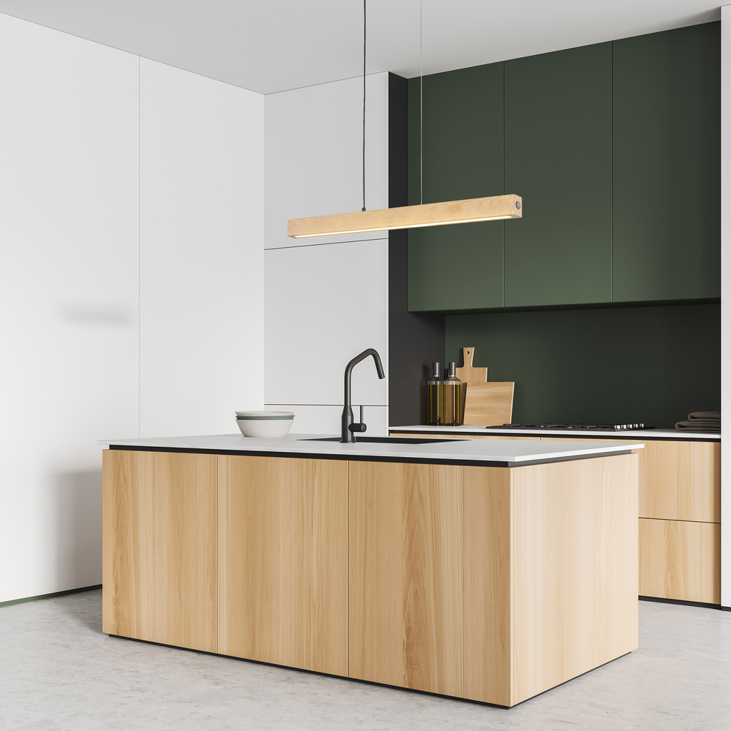 Závesné LED svietidlo vo farbe svetlého dreva TEO