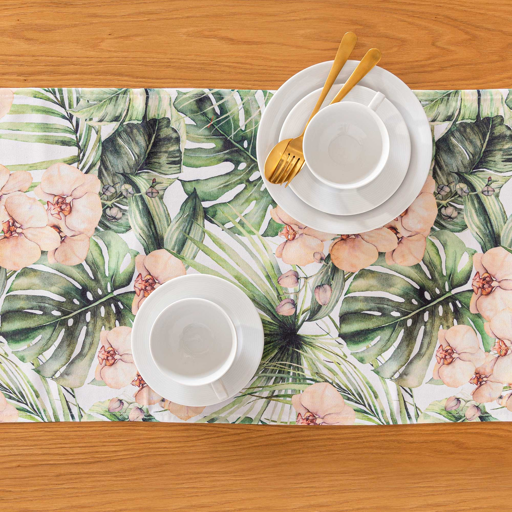 Obrus s listovým vzorom FLOWER 40x120 cm