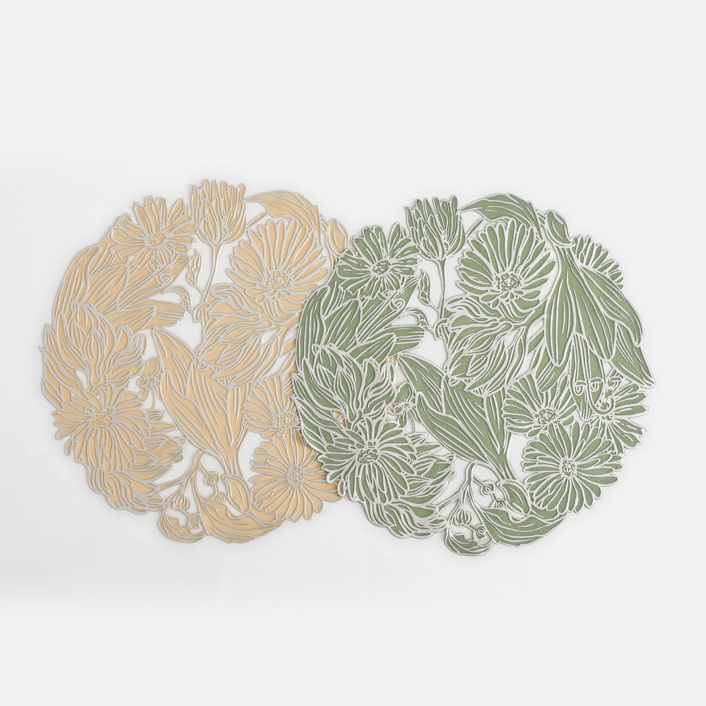 Okrúhle prestieranie na stôl zeleno-strieborné 38 cm