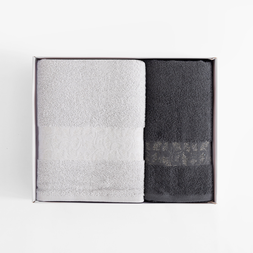 Súprava 2 uterákov strieborná/oceľová BLINK