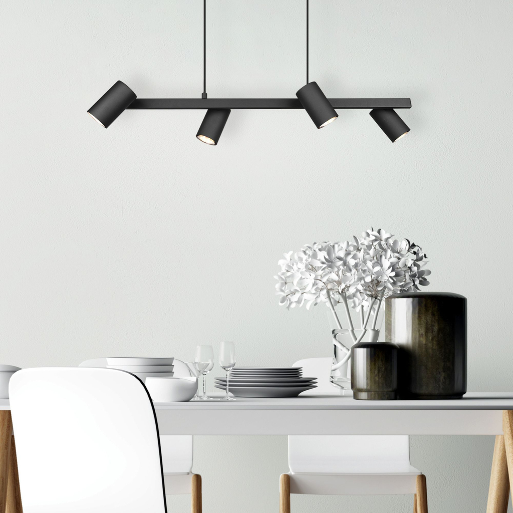 Luster na lanku čierny 4xGU10 MARLEY