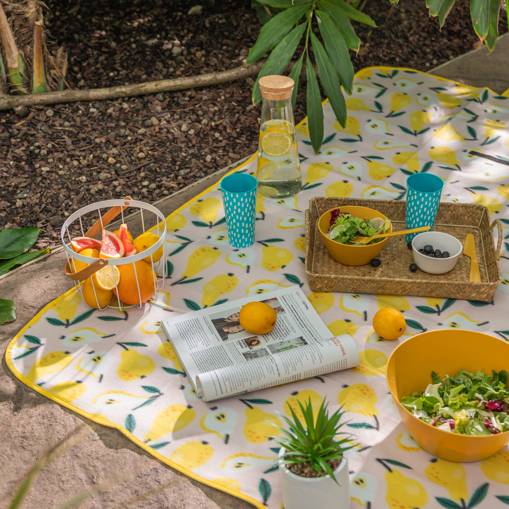Pikniková deka HRUŠKY žltá 130x150 cm