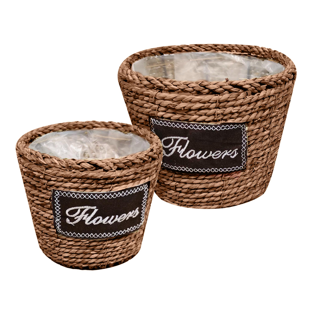 Obal na črepník pletený, súprava2 ks