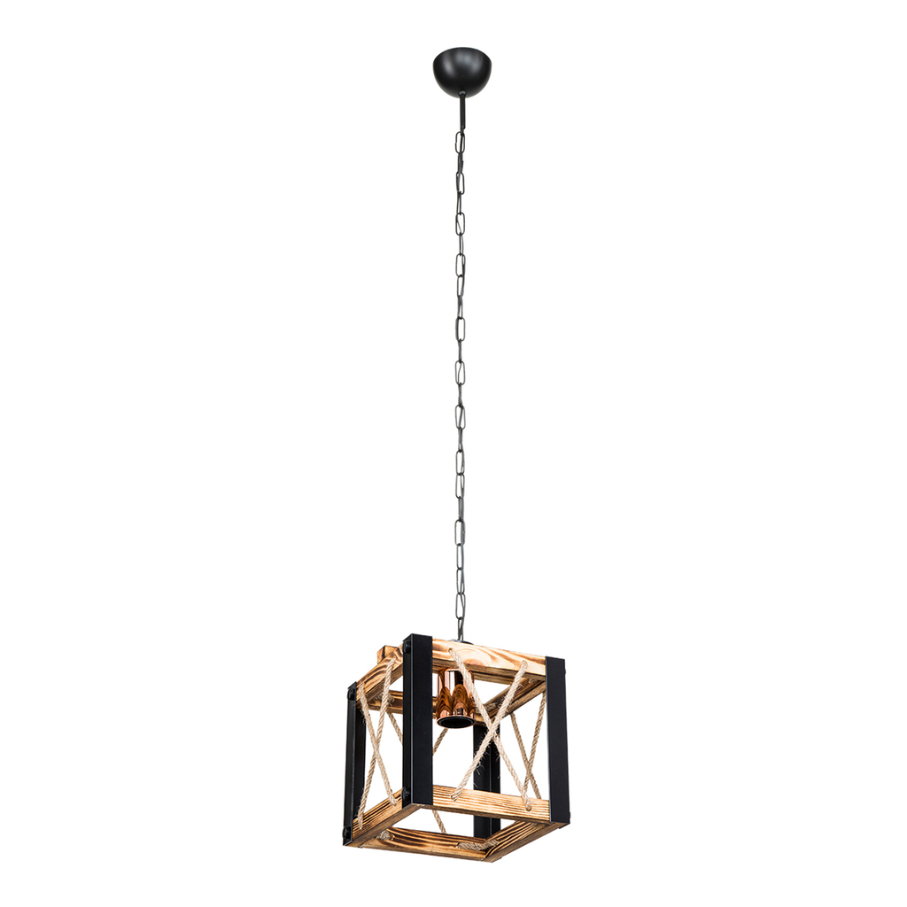 Závesné svietidlo FARAH drevené kocka 20 cm