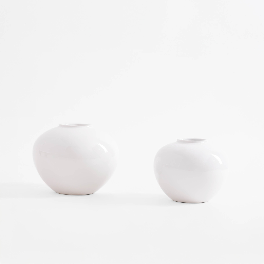 Okrúhla váza biela 14 cm