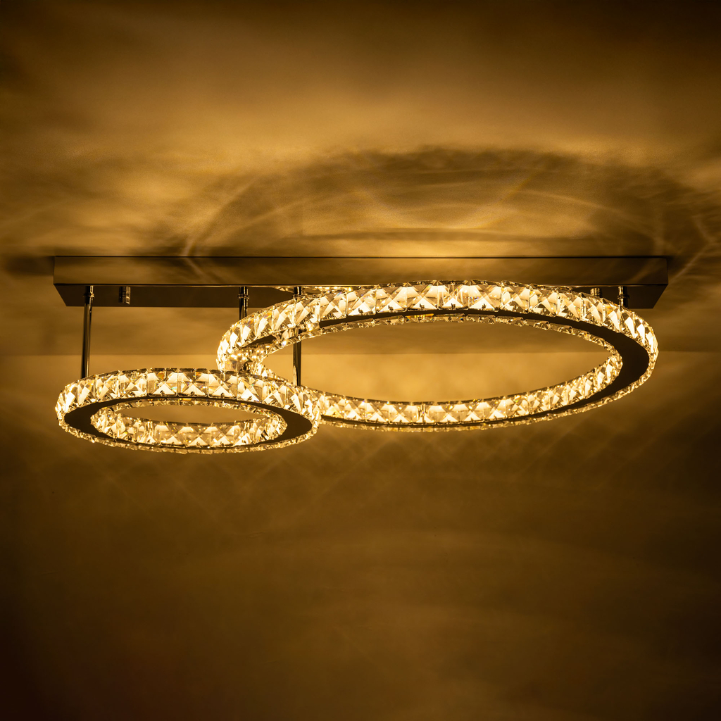 Stropné LED svietidlo GIRONA 2 krúžky chróm