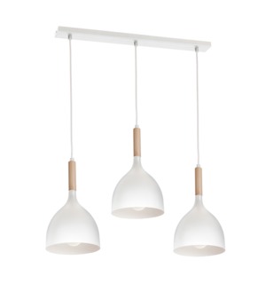 Závesné svietidlo biele 3xE27 NOAK WOOD 1196