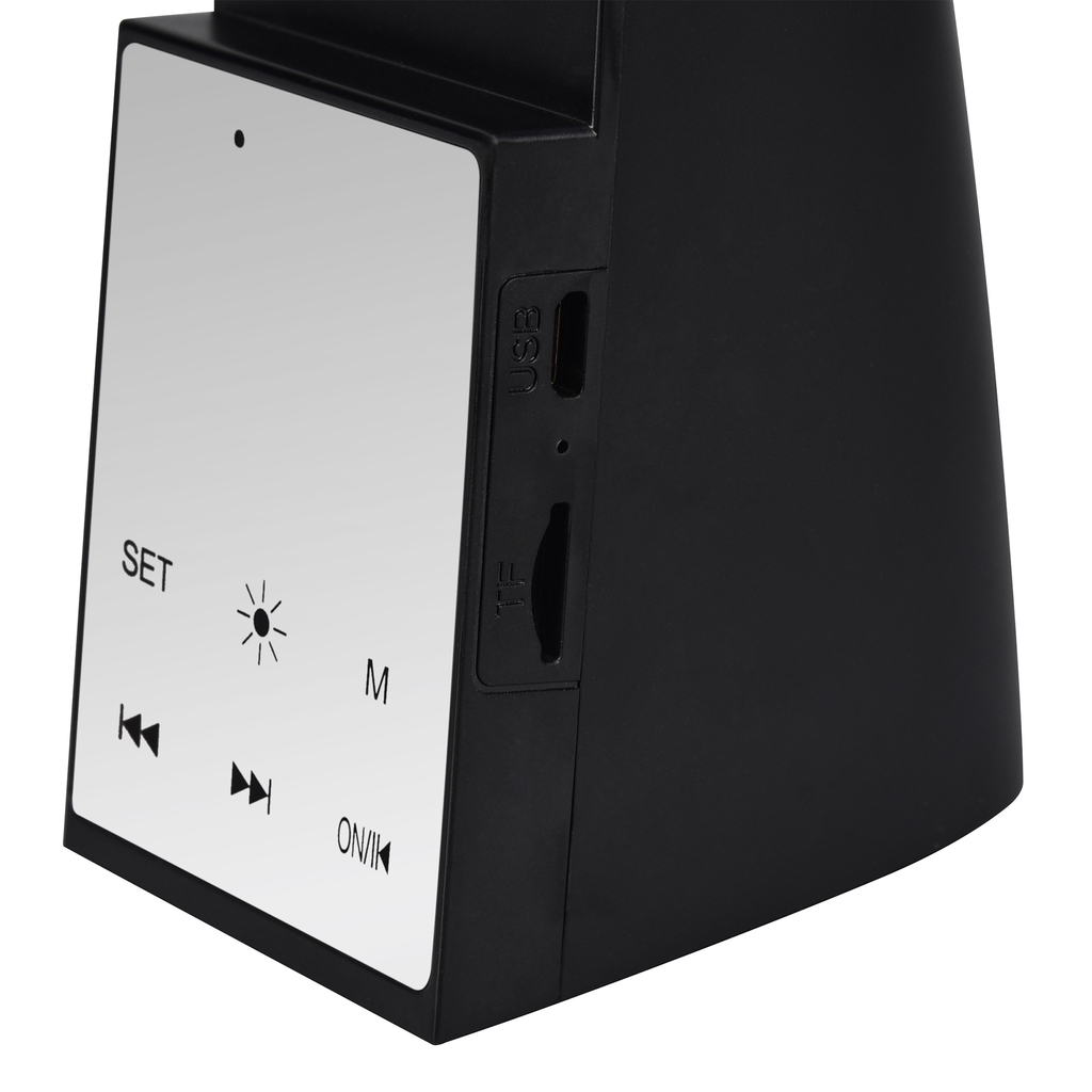 Stolná lampa LED s hodinami a reproduktorom Bluetooth LINUS