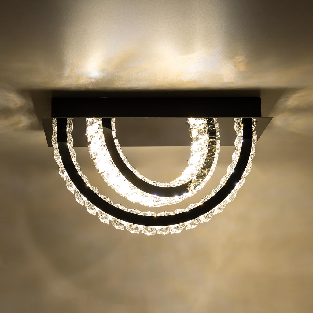 Stropné svietidlo 2 krúžky čierne TULA s diaľkovým ovládaním