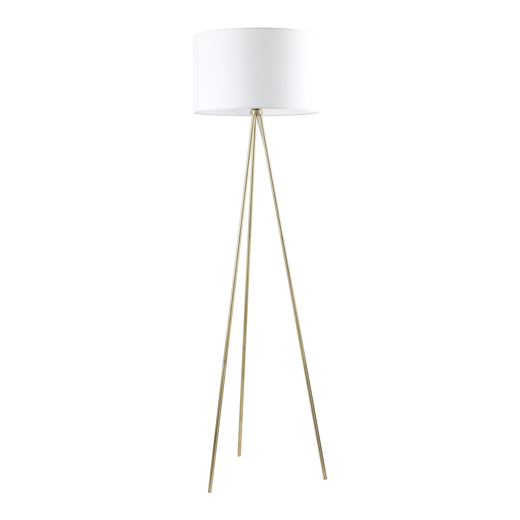 Trojnohá stojacia lampa CARA s bielym tienidlom