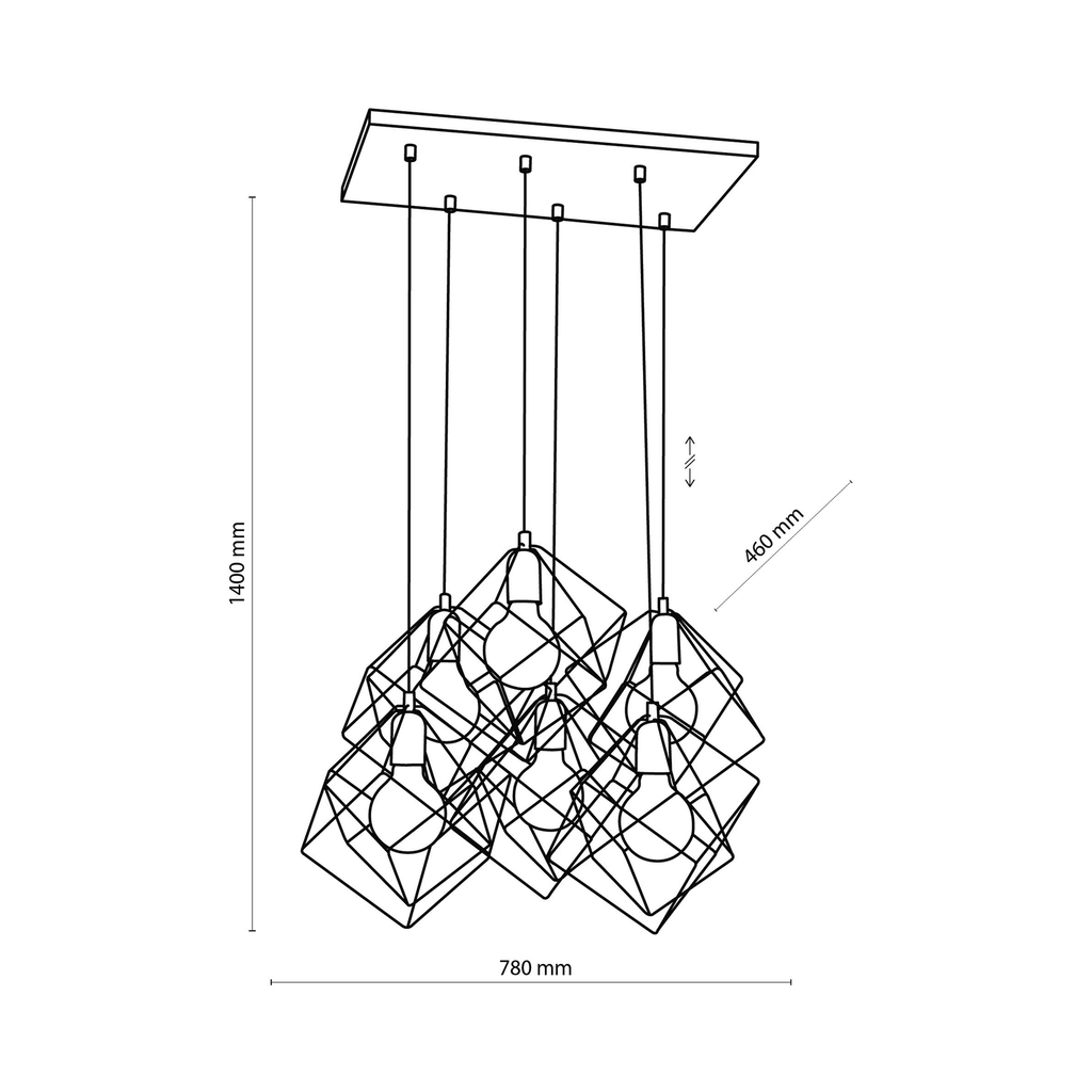 Dizajnový luster na lanku čierno-zlatý ALAMBRE VI